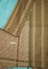 Yamini Paper silk with rettapet border prints - Sky blue