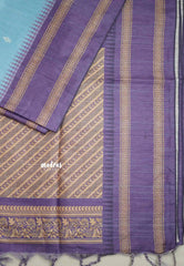 Yamini Paper silk with rettapet border prints - Ananda blue