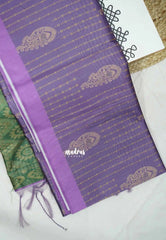 Yamini Paper silk kantha stitch stripes prints - Purple with green