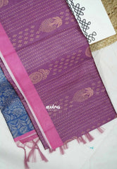 Yamini Paper silk kantha stitch stripes prints - Magenta pink