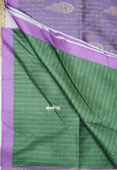 Yamini Paper silk kantha stitch stripes prints - Purple with green