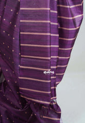 Jamun Purple - Yamini Paper Silk Saree with Printed Buttas and Stripes Border - Workwear Classic