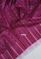 Beet Pink - Yamini Paper Silk Saree with Printed Buttas and Stripes Border - Workwear Classic