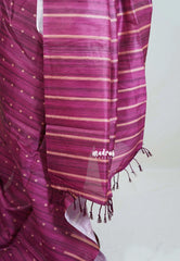 Beet Pink - Yamini Paper Silk Saree with Printed Buttas and Stripes Border - Workwear Classic