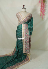 Peacock Jade - Yamini Paper Silk Lines in Body with Printed Patola Border - Perfect Office Wear | Casual Wear