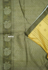 Yamini Paper silk traditional peacock motive prints - mild yellow