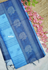 Yamini Paper silk traditional peacock motive prints - sky blue