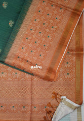 Emerald Green - Yamini Paper Silk Traditional Border with Printed Elephant Buttas - Perfect Office Wear | Casual Wear