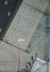 Jet Black - Yamini Paper Silk Traditional Border with Printed Elephant Buttas - Perfect Office Wear | Casual Wear