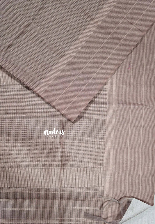 Pastel Brown - Yamini Paper silk with check prints