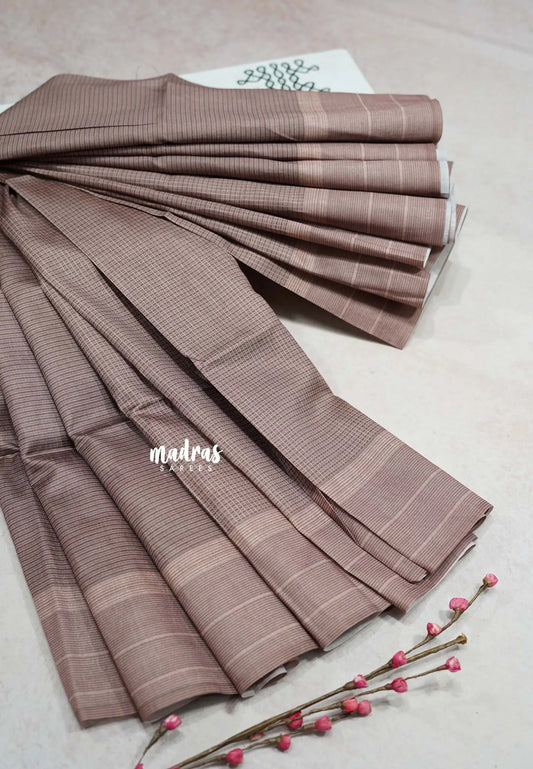 Pastel Brown - Yamini Paper silk with check prints