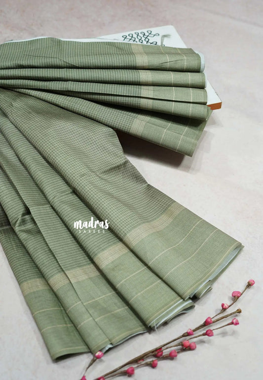 Pastel Olive Green - Yamini Paper silk with check prints