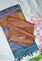 Mustard Brown - Yamini Paper Silk with Kalamkari Pallu and Blouse - Perfect Office Wear | Casual Wear
