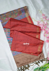 Brick Red - Yamini Paper Silk with Kalamkari Pallu and Blouse - Perfect Office Wear | Casual Wear