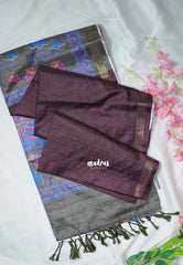 Wine Purple - Yamini Paper Silk with Kalamkari Pallu and Blouse - Perfect Office Wear | Casual Wear