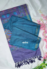 Peacock Blue - Yamini Paper Silk with Kalamkari Pallu and Blouse - Perfect Office Wear | Casual Wear