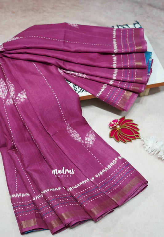 Magenta - Yamini Paper silk with small tissue border
