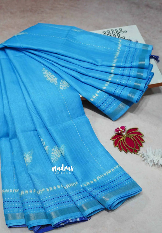 Light Blue - Yamini Paper silk with small tissue border