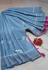 Greyish Blue - Yamini Paper silk with small tissue border
