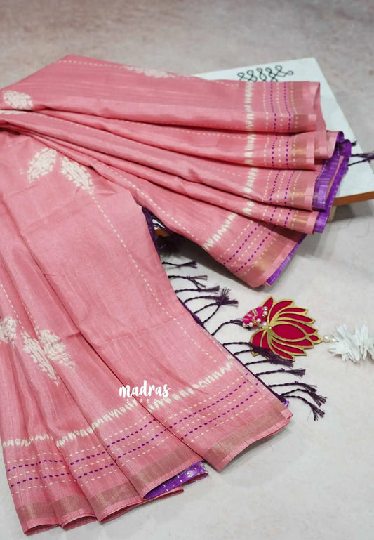 Pastel Pink - Yamini Paper silk with small tissue border