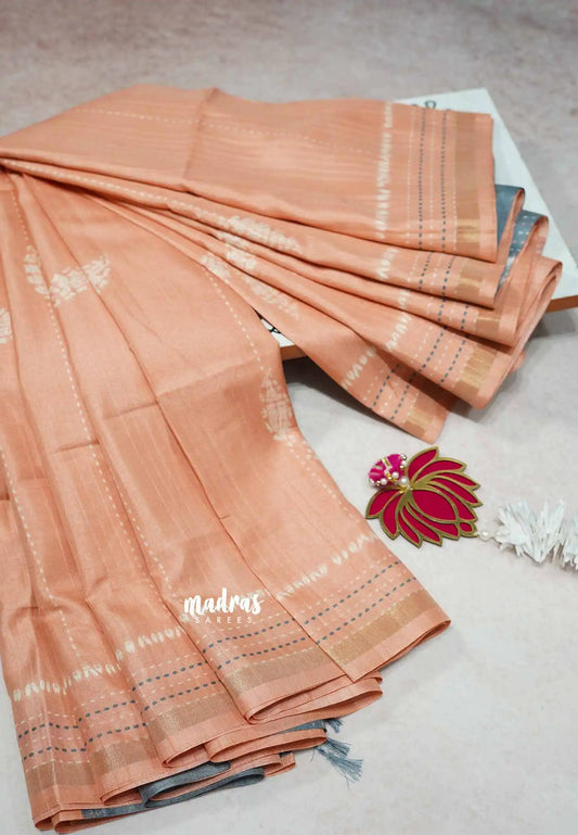 Pastel Peach - Yamini Paper silk with small tissue border