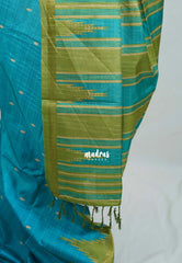 Teal Blue - Yamini Paper Silk Saree with Temple Design Prins with Buttas - Workwear Classic