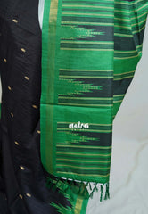Jet Black - Yamini Paper Silk Saree with Temple Design Prins with Buttas - Workwear Classic