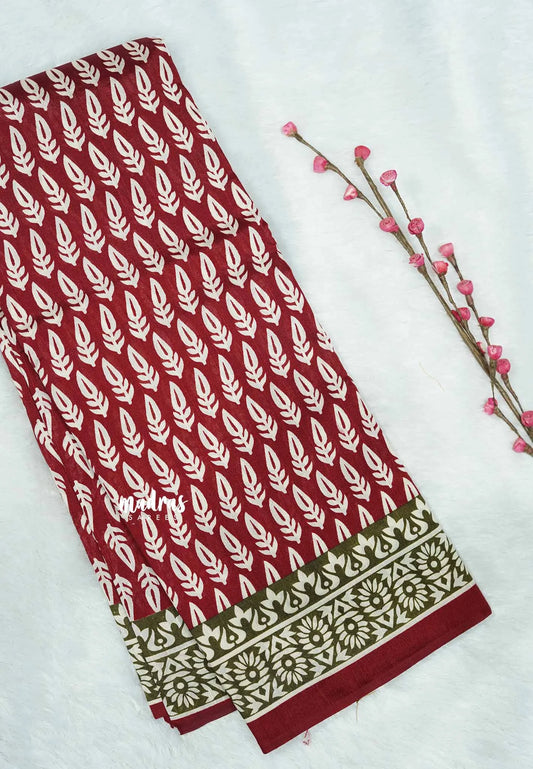 Maroon small buttas - Zara Malgudi Fusion printed silk