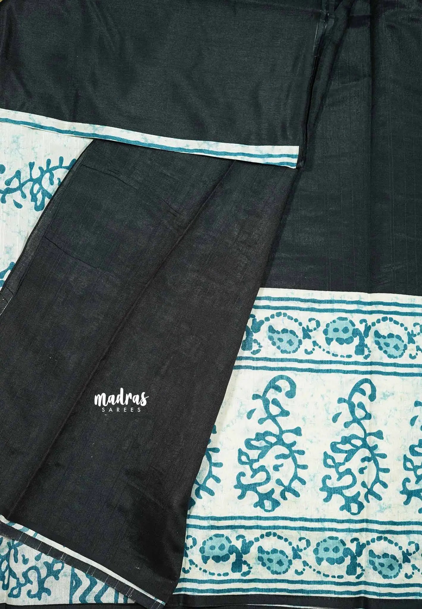 Black - Zara Malgudi Fusion printed silk