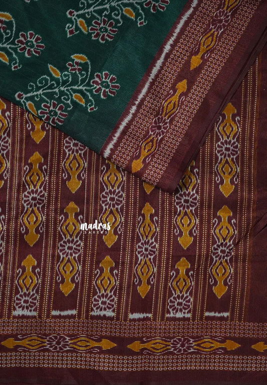 Deep Green - Zara Malgudi  printed silk with Floral Prints